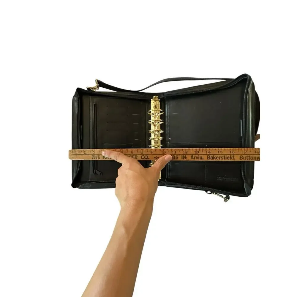 Vintage Franklin Covey Black Quest Leather Crossbody Strap Planner Bag